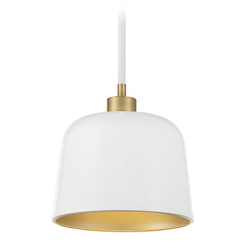 9-Inch Mini Pendant in White & Natural Brass by Meridian