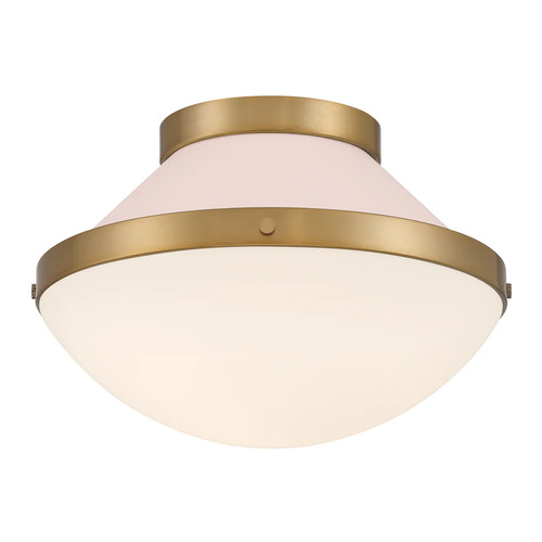 Crystorama Lighting Xander 1-Light Flush Mount in Gold & Blush by Crystorama Lighting XAN-8001-VG-BH