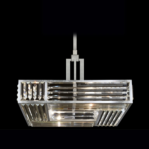 Fine Art Lamps Crystal Enchantment Silver-Leafed Pendant Light with Square Shade