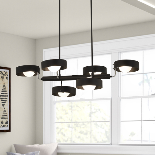 George Kovacs Lighting Lift Off 6-Light Chandelier in Sand Coal & Nickel by George Kovacs P1566-729