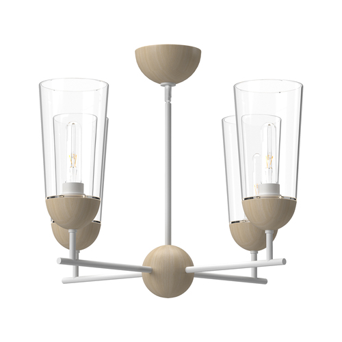 Alora Lighting Alora Lighting Emil White & White Oak Chandelier CH542324WHWK