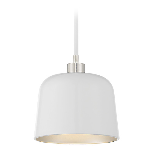 Meridian 9-Inch Mini Pendant in White & Polished Nickel by Meridian M70118WHPN