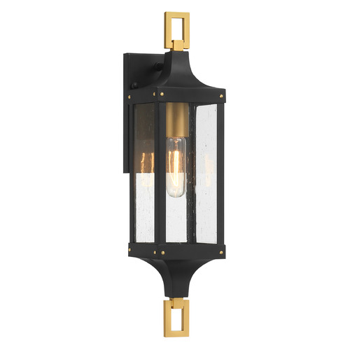 Savoy House Lighting Glendale Matte Black and Weathered Brushed Brass Outdoor Wall Light