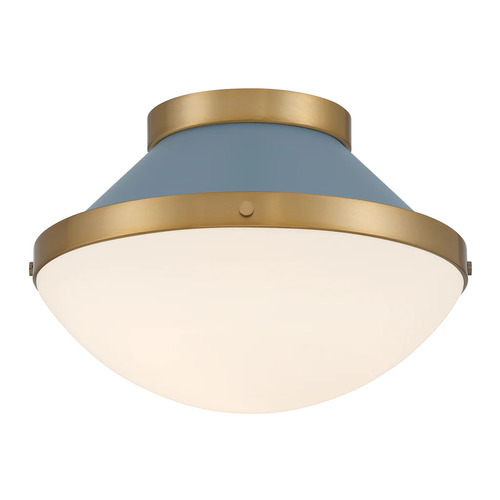 Crystorama Lighting Xander 1-Light Flush Mount in Gold & Blue by Crystorama Lighting XAN-8001-VG-BL
