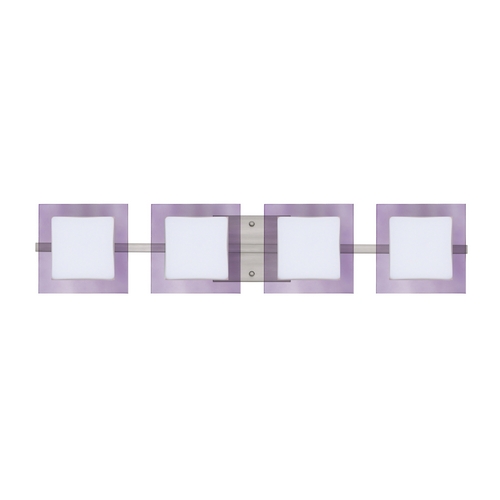 Besa Lighting Modern Bathroom Light Purple Glass Satin Nickel by Besa Lighting 4WS-773591-SN