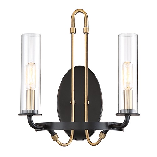 Kearney Wall Sconce in Vintage Black & Warm Brass by Savoy House