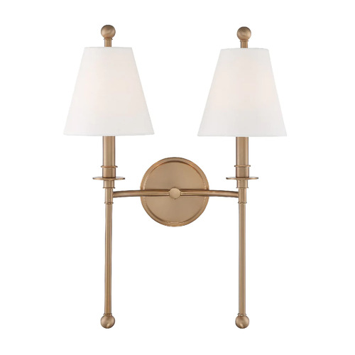 Riverdale 14.5-Inch Double Sconce in Aged Brass by Crystorama Lighting