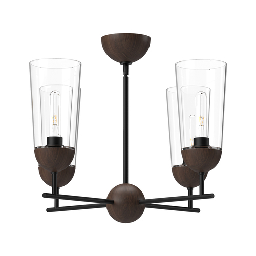 Alora Lighting Emil Matte Black & Walnut Chandelier