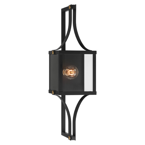 Savoy House Lighting Raeburn Matte Black and Weathered Brushed Brass Outdoor Wall Light