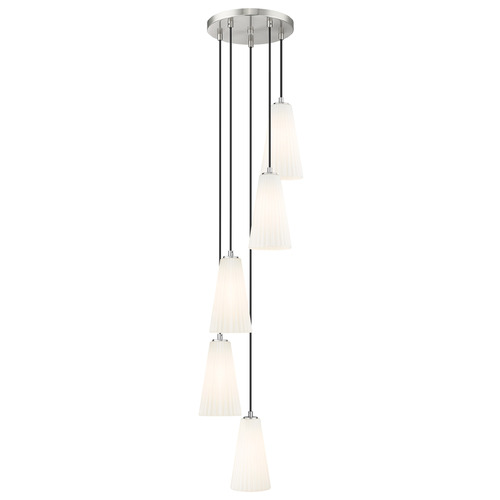 Z-Lite Farrell Brushed Nickel Multi-Light Pendant with Conical Shade