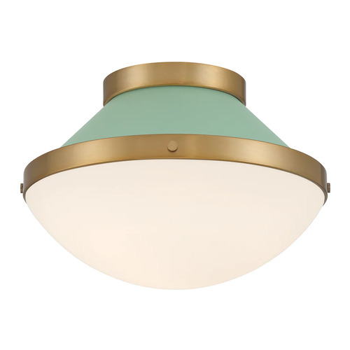 Crystorama Lighting Xander 1-Light Flush Mount in Gold & Green by Crystorama Lighting XAN-8001-VG-GR