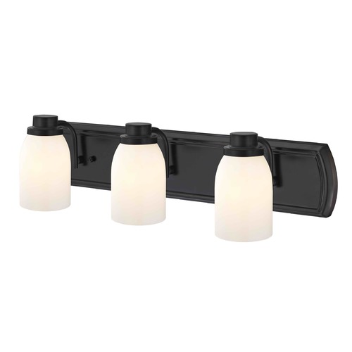 Design Classics Lighting 3-Light Bathroom Light in Bronze with Glossy Opal Glass 1203-36 GL1024D