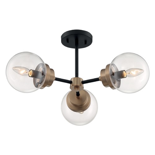 Axis Matte Black & Brass Accents Semi-Flush Mount by Satco Lighting