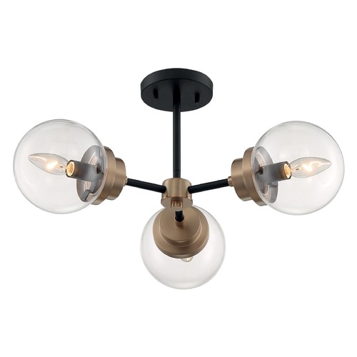 Satco Lighting Axis Matte Black & Brass Accents Semi-Flush Mount by Satco Lighting 60/7123