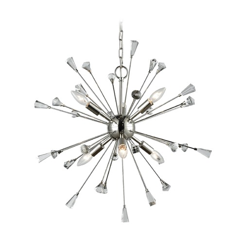 Elk Lighting Mid-Century Modern Cluster Chandelier Polished Nickel Sprigny by Elk Lighting 33030/6