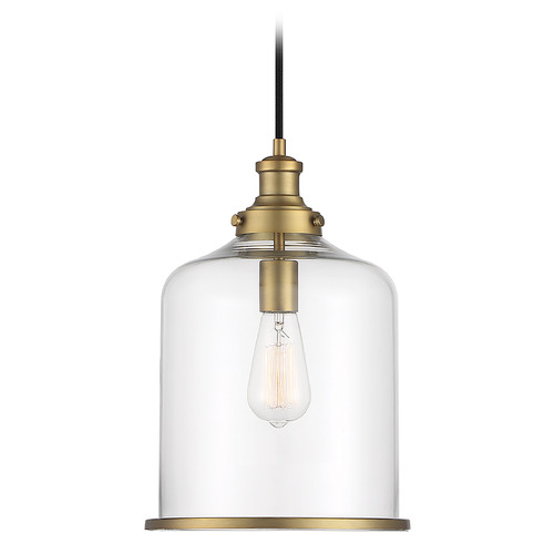 Meridian 10.25-Inch Wide Pendant in Natural Brass by Meridian M70120NB