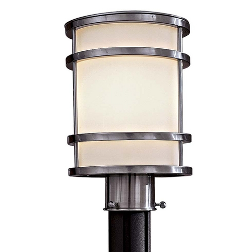 Modern Post Light with White Glass in Stainless Steel by Minka Lavery