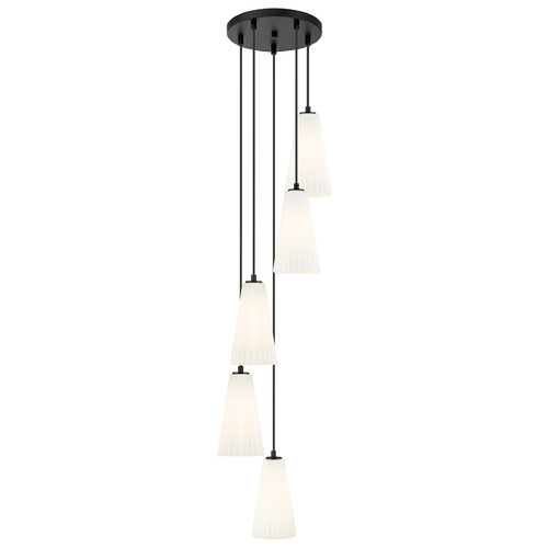 Z-Lite Z-Lite Farrell Matte Black Multi-Light Pendant with Conical Shade 3043P6-5R-MB