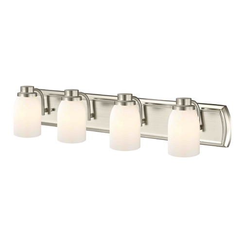 Design Classics Lighting 4-Light Bathroom Light in Satin Nickel with Glossy Opal Glass 1204-09 GL1024D