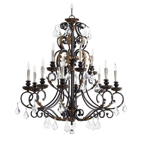 Quorum Lighting Rio Salado Toasted Sienna with Mystic Silver Crystal Chandelier by Quorum Lighting 6157-12-44