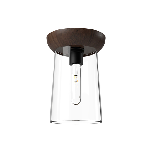 Alora Lighting Emil Matte Black & Walnut Flushmount Light