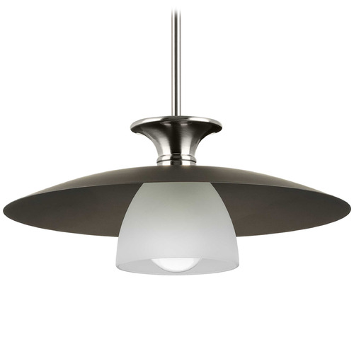 Progress Lighting Progress Lighting Trimble Brushed Nickel & Graphite Pendant Light with Bowl / Dome Shade P500394-009