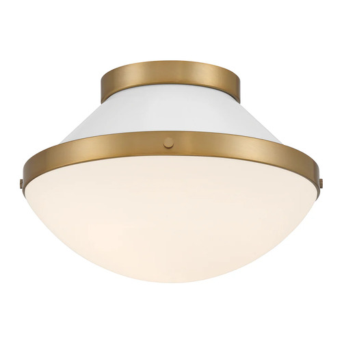 Crystorama Lighting Xander 1-Light Flush Mount in Gold & White by Crystorama Lighting XAN-8001-VG-WH