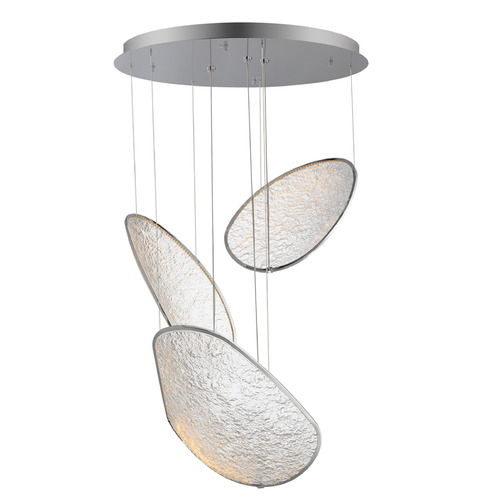 ET2 Lighting Et2 Moonscapes Polished Chrome LED Multi-Light Pendant with Curved Panel Shade E24974-PC