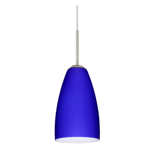 Modern Pendant Light Blue Glass Satin Nickel by Besa Lighting