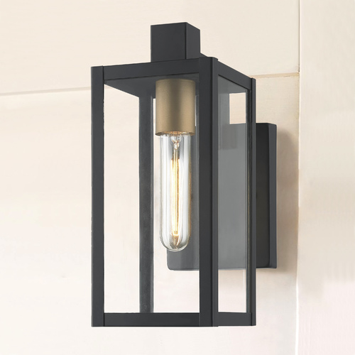 Modern Outdoor Wall Light Black 11.75 Inches Tall