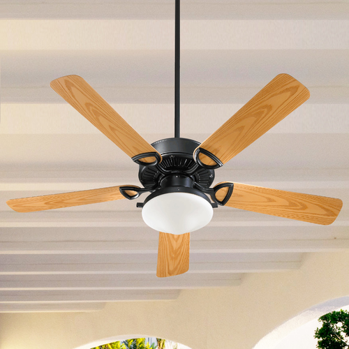 Quorum Lighting Estate Patio Matte Black Ceiling Fan with Light by Quorum Lighting 143525-959