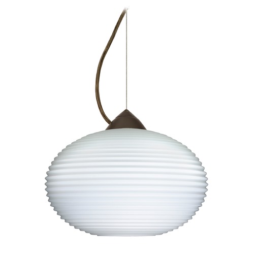 Besa Lighting Pape Ribbed Glass Bronze LED Pendant Light