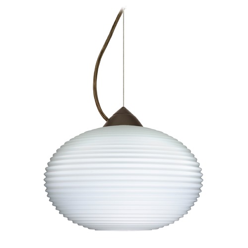 Besa Lighting Besa Lighting Pape Ribbed Glass Bronze LED Pendant Light 1KX-491307-LED-BR