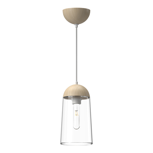 Alora Lighting Emil White & White Oak Mini-Pendant Light with Cylindrical Shade