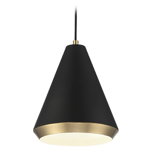 10-Inch Mini Pendant in Black & Natural Brass by Meridian