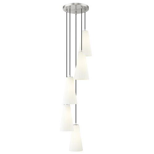 Z-Lite Z-Lite Farrell Brushed Nickel Multi-Light Pendant with Conical Shade 3043P7-5R-BN