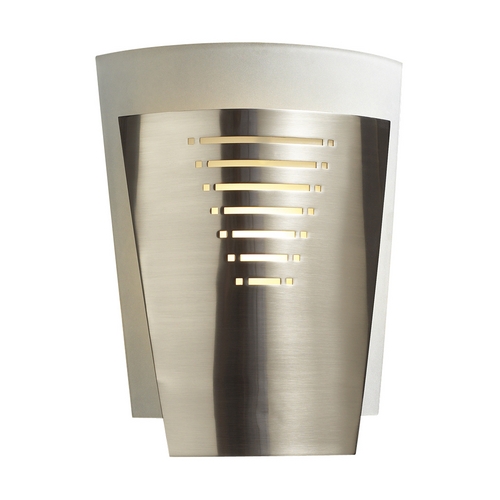 PLC Lighting Modern Sconce Wall Light with White Glass in Satin Nickel Finish 6421 SN