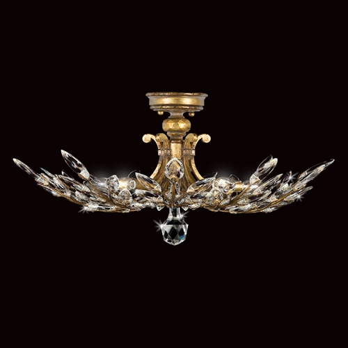 Fine Art Lamps Crystal Laurel Gold Leaf Semi-Flushmount Light