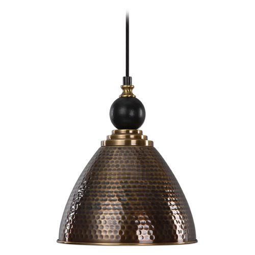 Uttermost Lighting Mid-Century Modern Pendant Light Brass with Black Accent Adastra by Uttermost Lighting 22052