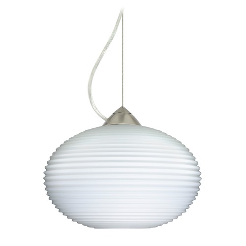 Besa Lighting Pape Ribbed Glass Satin Nickel LED Pendant Light