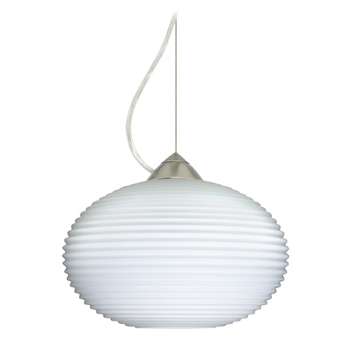 Besa Lighting Besa Lighting Pape Ribbed Glass Satin Nickel LED Pendant Light 1KX-491307-LED-SN