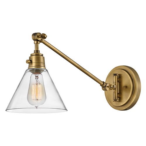 Hinkley Arti Adjustable Convertible Sconce in Heritage Brass by Hinkley Lighting 3690HB-CL