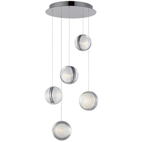 Pulse Polished Chrome LED Multi-Light Pendant by ET2 Lighting