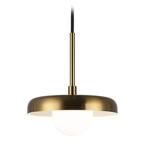 Matteo Lighting Creston Aged Gold Brass LED Mini Pendant by Matteo Lighting C34401AGOP