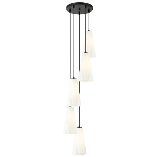 Z-Lite Z-Lite Farrell Matte Black Multi-Light Pendant with Conical Shade 3043P7-5R-MB