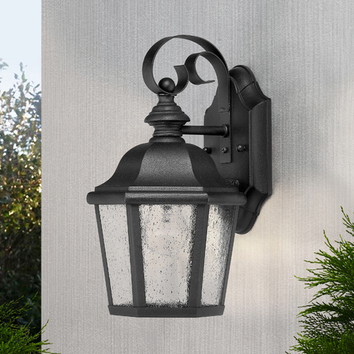 Seeded Glass Outdoor Wall Light Black by Hinkley Lighting