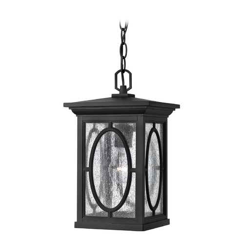 Seeded Glass Outdoor Hanging Light Black by Hinkley Lighting