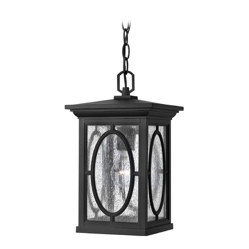 Hinkley Seeded Glass Outdoor Hanging Light Black Hinkley 1492BK