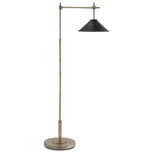 Dao Floor Lamp in Silver Granello/Satin Black by Currey & Company