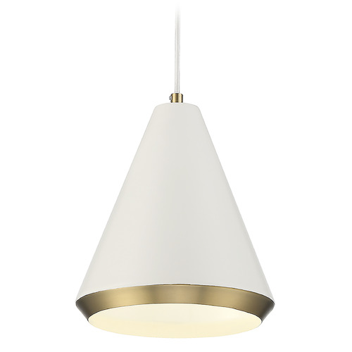 Meridian 10-Inch Mini Pendant in White & Natural Brass by Meridian M70122WHNB